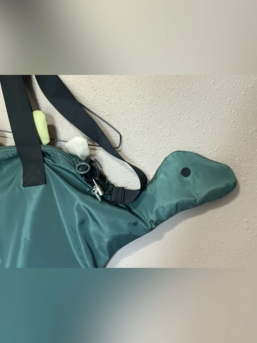 Cat & Jack Dinosaur Duffel Kids OS Green Solid Novelty 2024 Polyester Travel Bag